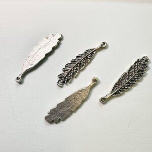 Antiqued Silver Toned Feather 4 Charms